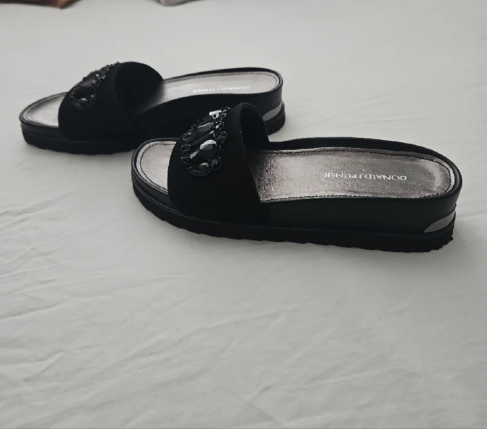Donald J. Pliner Black Jeweled Slide Mules - Picture 2 of 6